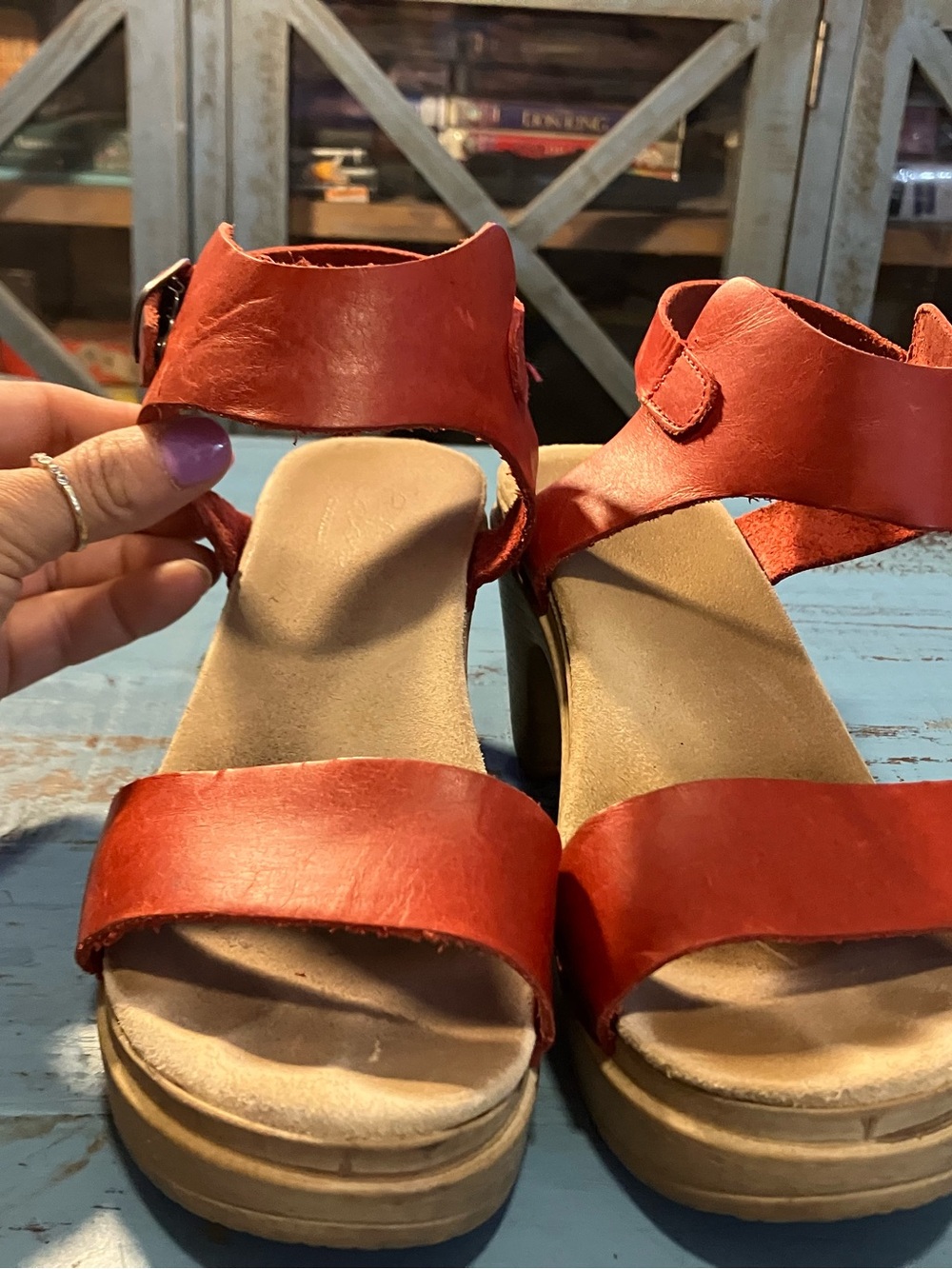 Calou Red Leather Comfortable Flex Clog - Picture 8 of 15